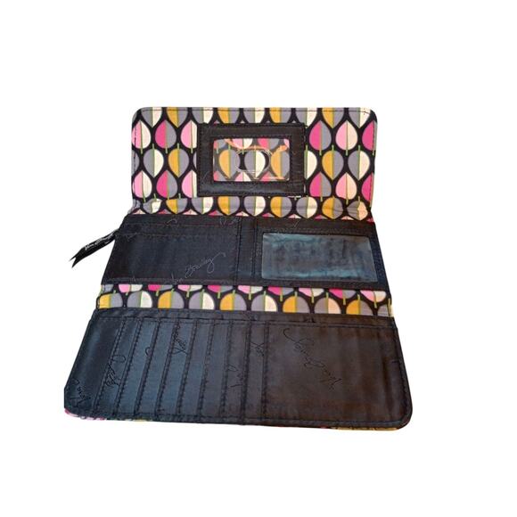 VERA BRADLEY Trifold Wallet Moon Blooms Black Floral Quilted Preppy Lightweight - Picture 6 of 6